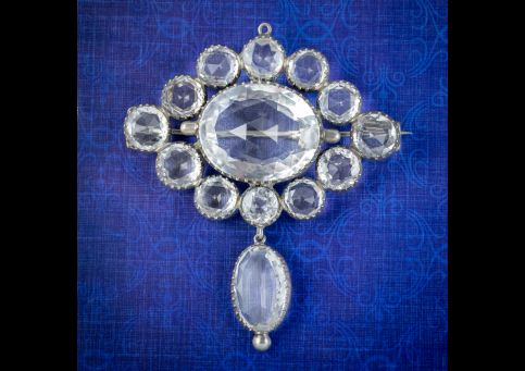 ANTIQUE VICTORIAN ROCK CRYSTAL BROOCH SILVER CIRCA 1880 cover